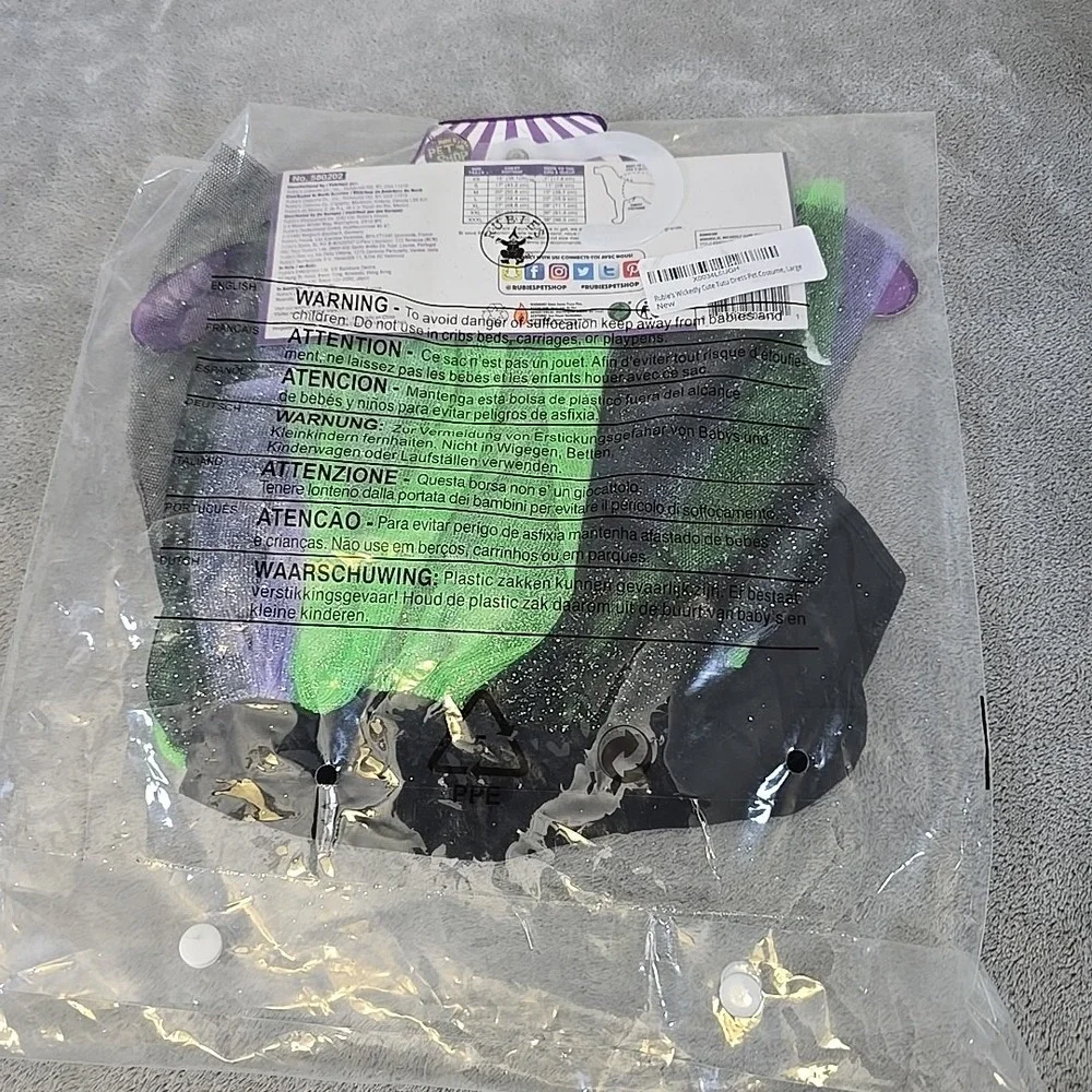 Rubie's‎ Pet Shop Doggy Holloween Costume Large Purple Green Wickedly Cute Tutu
